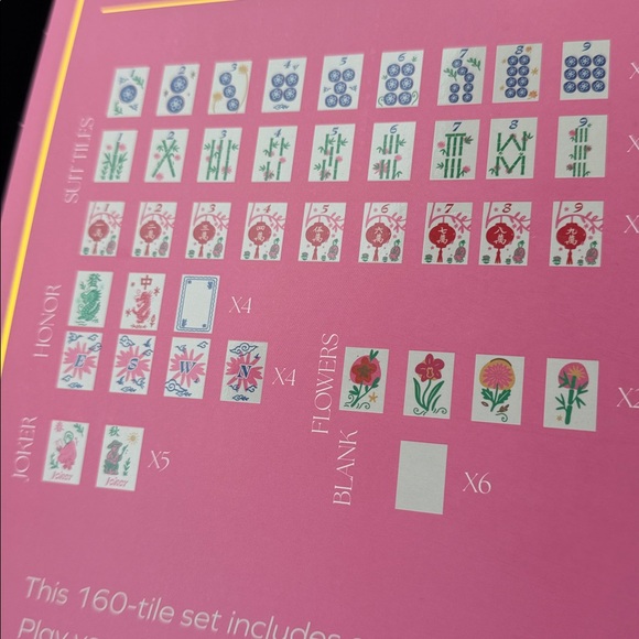 NWT Mahjong Mah Jongg Set Blooming Edition Floral Bag Mat Case Bag Racks Pink - Picture 9 of 16